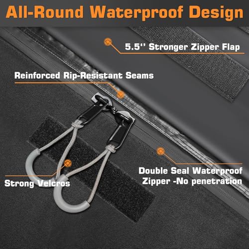 Sailnovo 425L Waterproof Car Roof Box, 1000D Folding Car Roof Box with 6 Reinforced Straps, 4 Hooks for Doors, Travel and Luggage, for Vehicles With/Without Luggage Rack