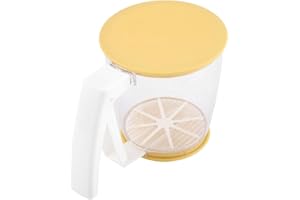 Flour Sifter, Hand Held Cup Flour Sifter Strainer Plastic Semi Automatic Flour Sifter, Powder Mesh Sieve Baking Supplies One 
