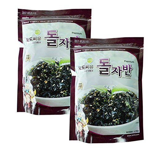 ROM AMERICA Korean 2 Packs Roasted Grape Seed Oil Seasoned Seaweed Snack Green Laver 4.95 Ounce 돌자반 - Thumbnail 4