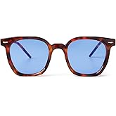 SDINM Trendy Blue Aviator Sunglasses for Women Men Designer Hexagon Square Thick Frame Sun Glasses Tortoiseshell Shades