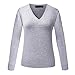 BMS Women's Wool Cashmere Blend V-Neck Pullovers Long Sleeve Knitted Sweaters