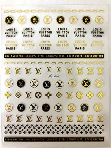 JoyKott 3D Premium Luxury Brand Large Sheet LV Nail Art Stickers