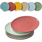 Esfour Ceramics Dinner Plates 11 Inch Set of 6 - Microwave, Oven, Dishwasher Safe, Scratch-Resistant, Porcelain Dishes for Steak, Pizza, Home & Restaurant, Party, Giftable - Vivid Assorted Colors