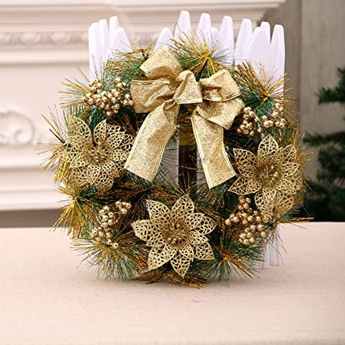 YUNDUO Decorated Pre-Lit Wreath, Natural Pine Cone and Berry with Bow-Knot Ornament for Door Window Decoration, Door Hanging Display, 30cm/40cm,b,30cm