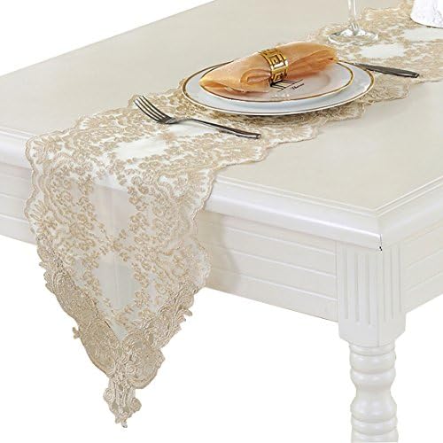 TaiXiuHome Decorative Embroidered Hollow Lace Modern Minimalist Table Runner Table flags for wedding and party decoration approx 30 x 150cm