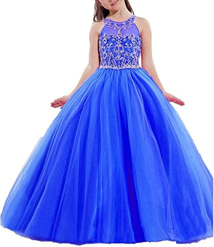 Meilishuo Girls Birthday Party Ball Gowns Beaded Kids Pageant Dresses Long XM006