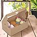 X-Chef Cupcake Boxes 15 Packs, Food Grade Kraft Bakery Pastry Boxes with Display Windows and Inserts to Fit 6 Cupcakes Muffins or Pastries, 10. 3
