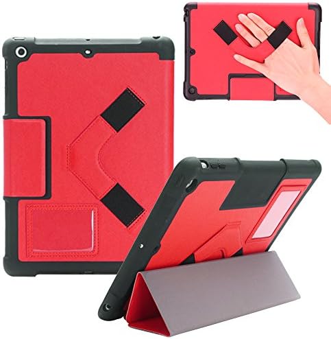 SHOCKPROOF BEST NEW 2017 iPad 5th Gen Red Slim Apple Designer Case for Kids &amp; Adults / Heavy Duty Rugged Protective Folio Great For Girls &amp; Boys | Also models i.pad Air, 9.7 inch Pro, 1,2,3,4, &amp; mini