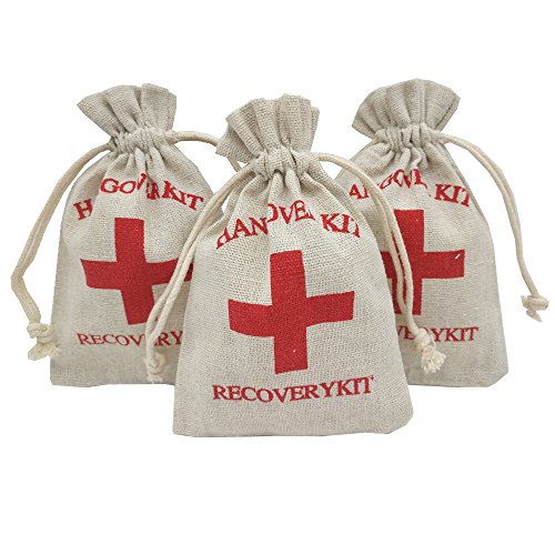 Ankirol 20pcs Burlap Bags 3.9x5.5'' With Drawstring Hangover Kit Bags Recovery Kit Survival Kit Drawstring Pouches Favor Bags Muslin Bags (handover kit)