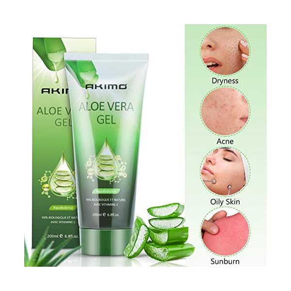 AKIMO-Aloe-Vera-Gel-Vitamin-C-E--99-Pure-Plant-Deeply-Hydrating--Repairing-After-Sun-Care-Dry-Skin-Hydration-Acne-Suitable-for-Face-Body-Hair-Cruelty-free-200ml68-fl-oz AKIMO Aloe Vera Gel & Vitamin C, E – 99% Pure Plant Deeply Hydrating & Repairing, After Sun Care, Dry Skin Hydration…