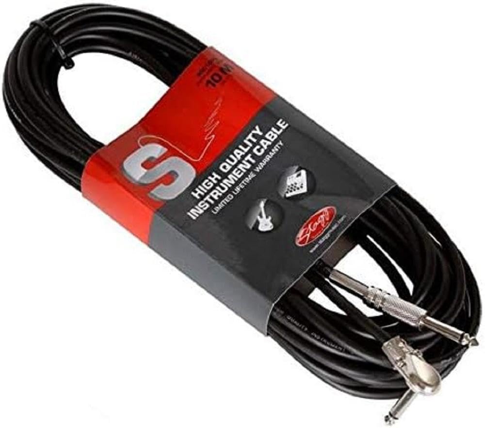 Stagg SGC10PL Pro-Series 10m Angled Jack Instrument Cable - Black
