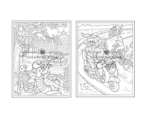 Animal Town Coloring Book: An Adult Coloring Book Featuring Fun, Easy ...