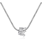 Aliyoham Silver Cubic Zirconia Crown Necklace for Women, Tangle-Free Chain with Diamond-encrusted Crown Pendant