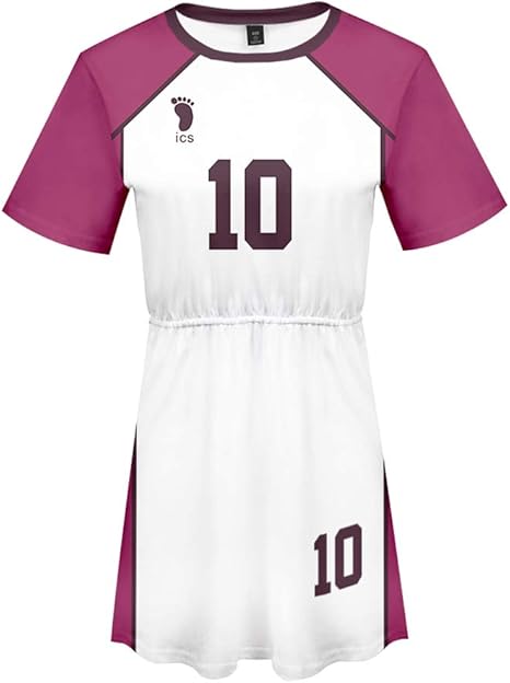 Amazon ハイキュー Tシャツ ドレス ワンピース 白鳥沢高校 コスプレ 半袖 背番号10 白布 賢二郎 しらぶ けんじろう クルーネック 衣装 レディース 夏服 Cosplay 学園祭 お祭り コスチューム おしゃれ コスプレ 仮装 通販