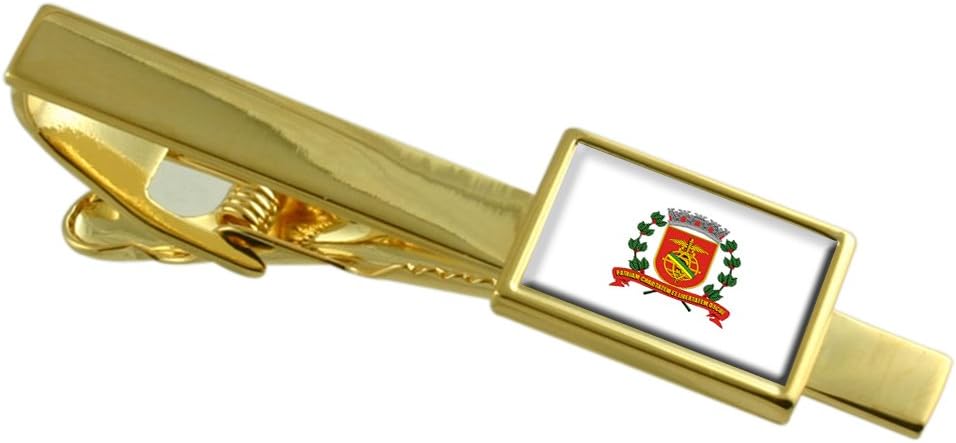 Santos City Sao Paulo State Flag Gold Tie Clip Engraved Personalised