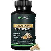 GUTVED Bloating & Gas Relief Probiotic – 9 Active Ingredients for Daily Gut Balance & Digestive Support with Turmeric, Ginger, Prebiotics – Plant-Based Formula for Women & Men, 60 Capsule