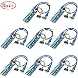 QNINE PCIe GPU Riser Adapter Card (8 Pack), PCI Express 1X to 16X Extender, Mining Graphics Card USB 3.0 Extension &amp; 6pin MOLEX to SATA Power Cable for Ethereum Bitcoin Litecoin Ubit Device