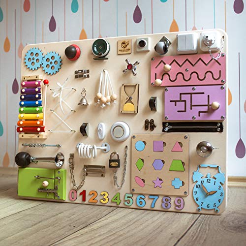 CleverWood Montessori Busy Board for Toddlers - Sensory Toy for Early Development - Educational Toys CleverWood Montessori Busy Board for Toddlers - Sensory Toy for Early Development - Educational Toys