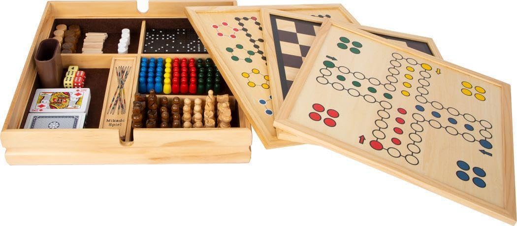 Small Foot 11753 Game Collection, with 20 classic parlour games in a solid wooden box, for ages 6+ years