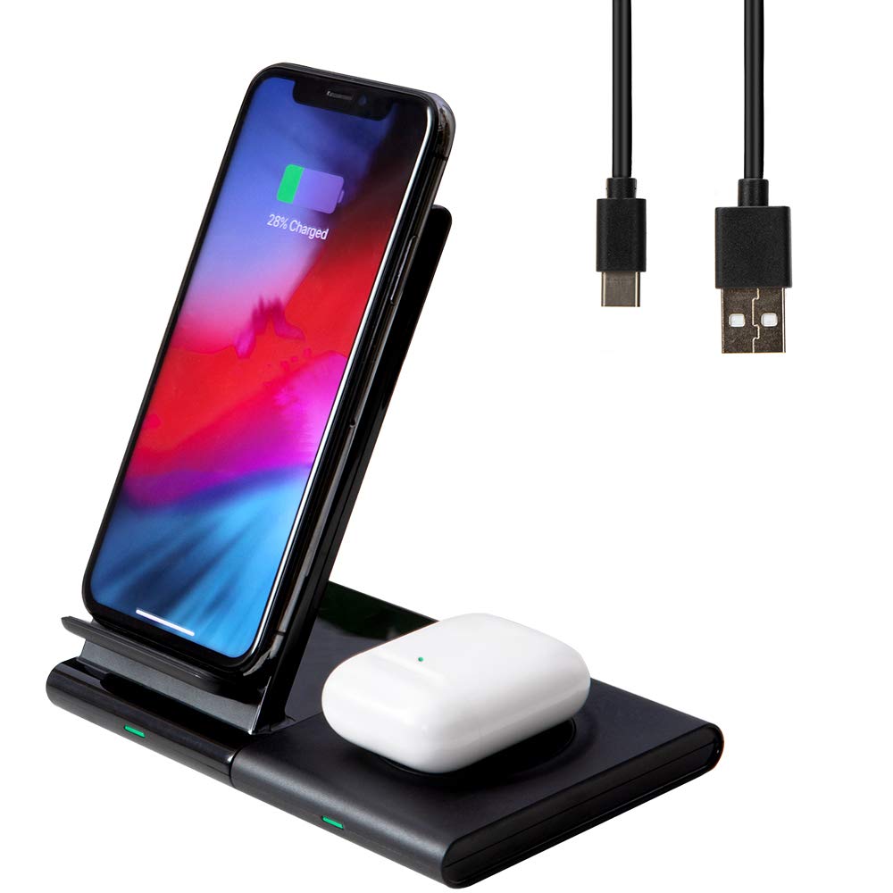 Photo 1 of Wireless Charger, Fast Wireless Charging Stand, 2-in-1 Wireless Charging Station Dock for iPhone 14/13/12/11/Pro/Max/X/Xs/XR/AirPods2, Samsung Galaxy Note/Watch/Buds