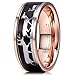Three Keys Jewelry 8mm Deer Family Tungsten Wedding Rings Black KOA Sandal Wood Ebony Hunting Bands for Men