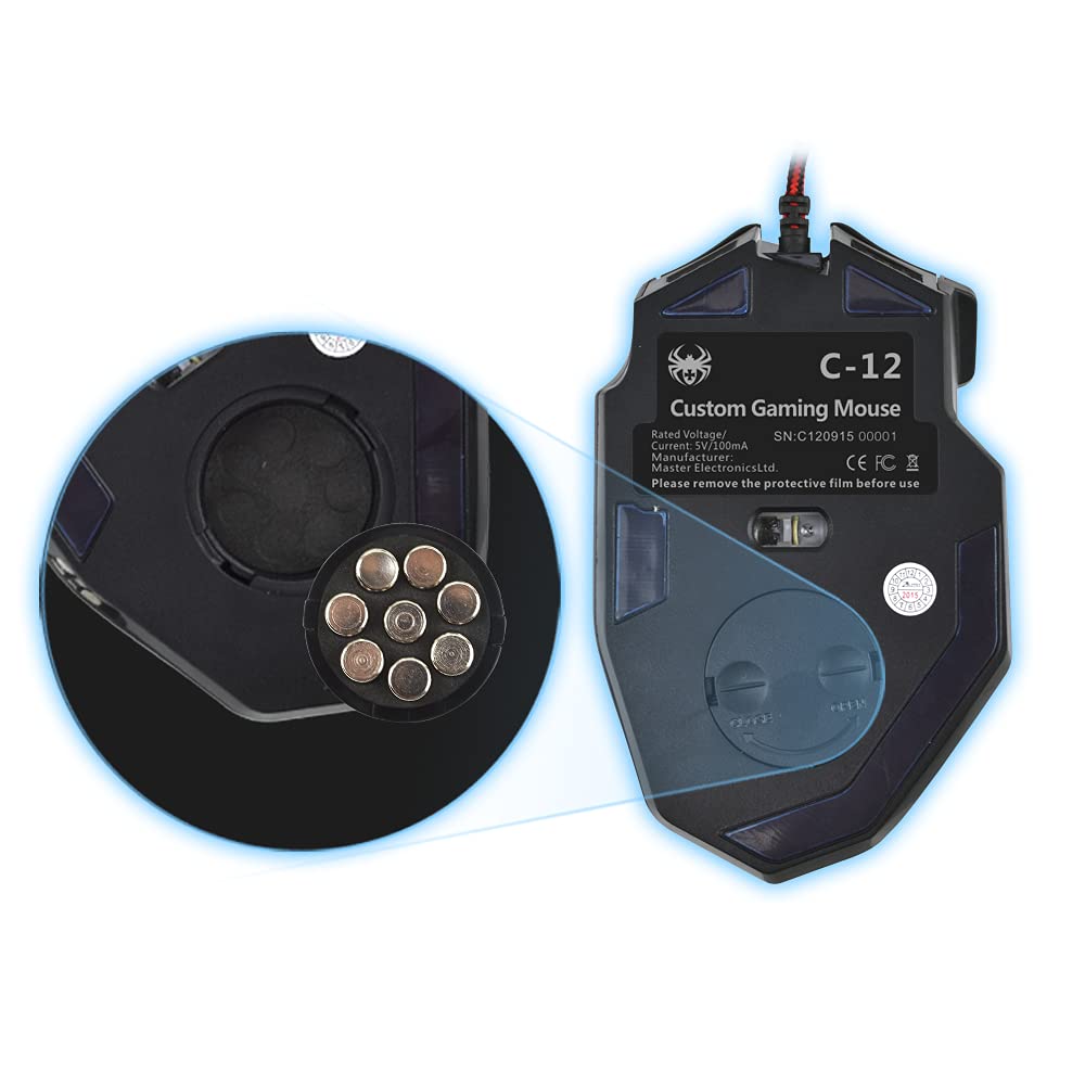 12 Programmable Buttons C12 Gaming Mouse, AFUNTA Laser Double-Speed Adjustment 8000DPI Mice Support 4 Level Switch