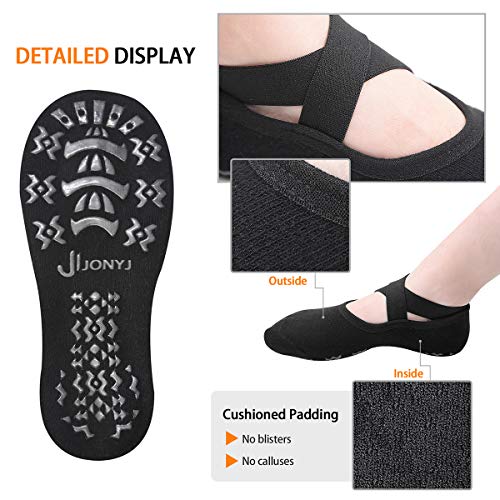 image for JONYJ Yoga Socks for Women Non-slip Socks with Grips Ideal for Pilates