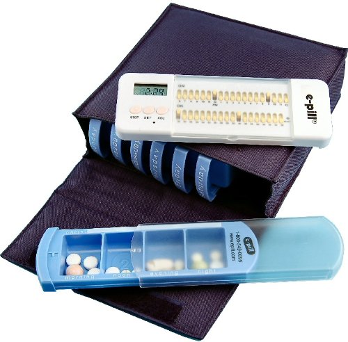 e-Pill 4 Times a Day x 7 Day Large Weekly Pill Organizer, Vitamin and Medicine Pill Box - with Discreet Case and Pill Reminder