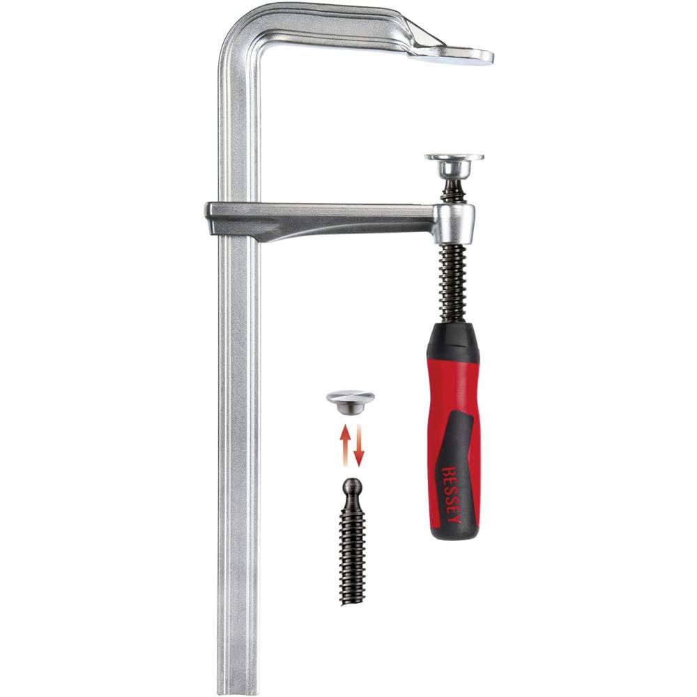 Bessey GZ30-12-2K All-Steel Table Clamp, Grey/Red, 300/120 mm