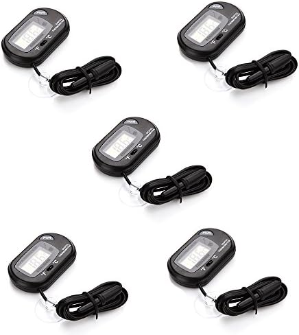 Thermometer,COOSO Digital LCD Thermometer for Aquarium Freezer Frozen Refrigerator Fridge Freezer,U2Black/5packs