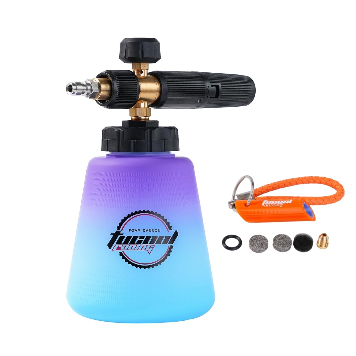 Tucool Racing Foam Cannon with 1/4 inch Quick Connector, Pressure Washer Snow Foam Lance for Karcher K1700 K1800 K1900 (1/4" Quick Connect Blue to Purple)