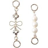 WOLVINA 2 Pcs Gold Bag Extender Chain Purse Strap Replacement with Pearl and Bowknot for Purses Bags Wallet Decorations