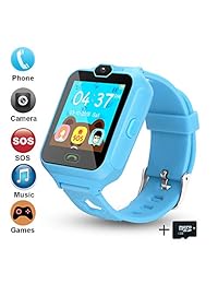 Reloj de teléfono inteligente para niños, reloj de teléfono móvil desbloqueado [Anti  Lost SOS] [cámara] [alarma] [juegos] reloj inteligente incluye tarjeta micro SD 4G, buen cumpleaños para niños y niñas