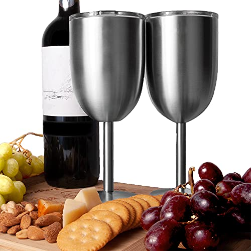 Stainless Steel Wine Glasses DoubleWalled Insulated (Set of 2