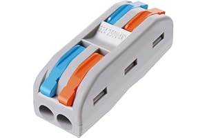 VAMRONE Wire Connectors Nuts, 25Pcs 2 Conductor Compact Splicing Wire Connectors with Colored, 2 Circuit Inline Splices, 28-12 AWG[ SPL-2]