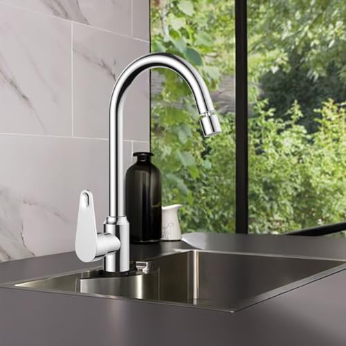 FALSKT Kitchen Tap 360° Swivel 2 Water Flow Modes Kitchen Tap Cold and Hot Water Mixer Tap Kitchen Sink with Swivel for Kitchen