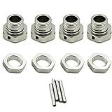 1 Set Aluminum 17mm Rim Wheel Hex Mount Hub Nuts & Pins for 1/8 RC Car Buggy Truck Silver