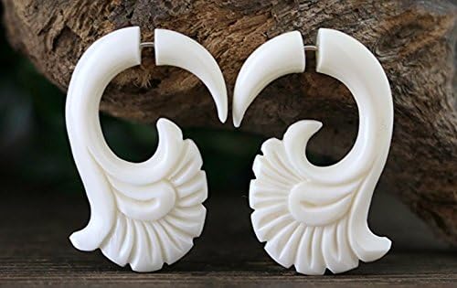 Faux Gauge Earrings - Organic Caved Bone Earrings for Regular Pierced Ears