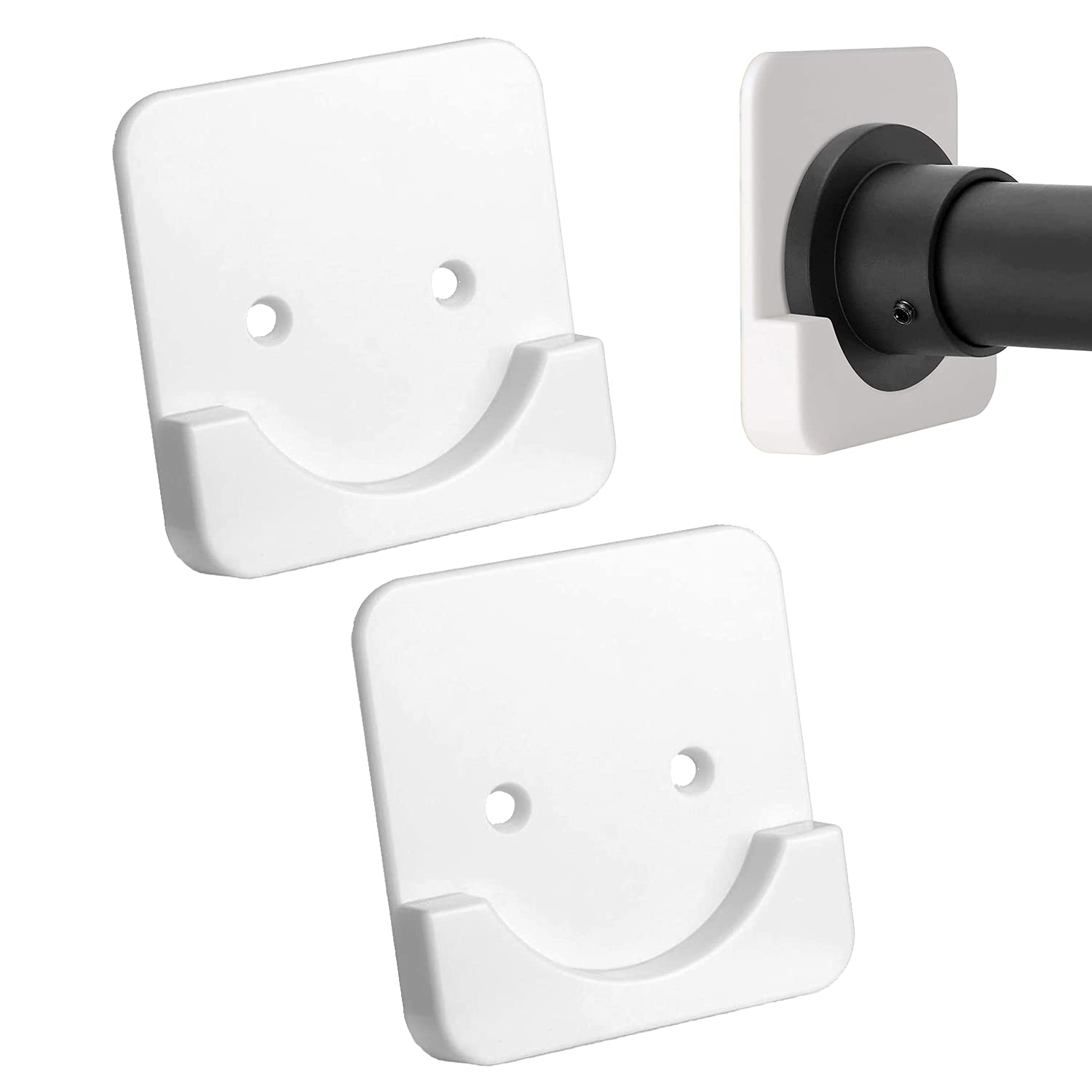 Photo 1 of Asoleo Shower Curtain Rod Holder for Wall,Two Modes of Non-Destructive Installation and Perforated Installation of Bathroom Super Glue Shower Rod Support Base (White)
