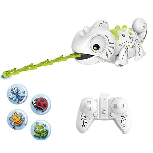 Womdee Chamäleon Roboter, Rc Ferngesteuertes Chameleon mit Insektenfang und Verfärbung Fuction Nettes Spielzeug Elektronische