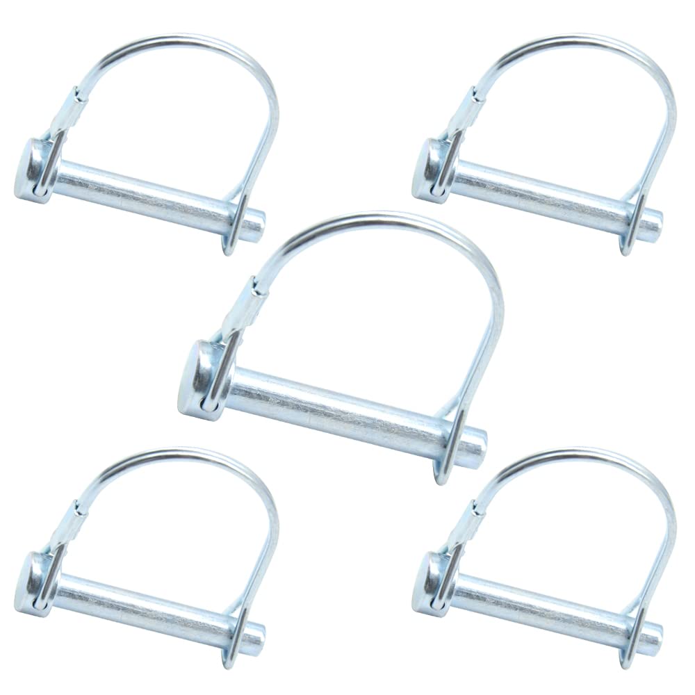 CEEYSEE 5Pcs Shaft Locking Pin 8mm Trailers Lock Hitch Lock Pin Zinc Plated Carbon Steel Round Loop Safety Wire Lock Pin Length 50mm for Farm Trailers Trolley Wagons Lawn Garden Towing (KD.M8 X 50mm)