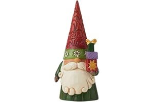 Enesco Jim Shore Heartwood Creek Christmas Gnome Holding Gifts Figurine, 4.06 Inch, Multicolor