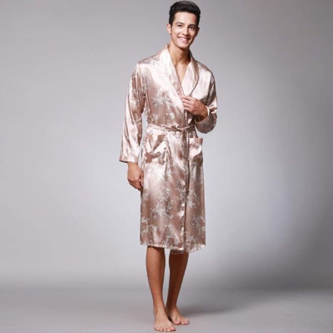 mens white silk robe