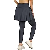 ANIVIVO Skirted Leggings for Women with Pockets, Tennis Yoga Pleated Skirt with Leggings