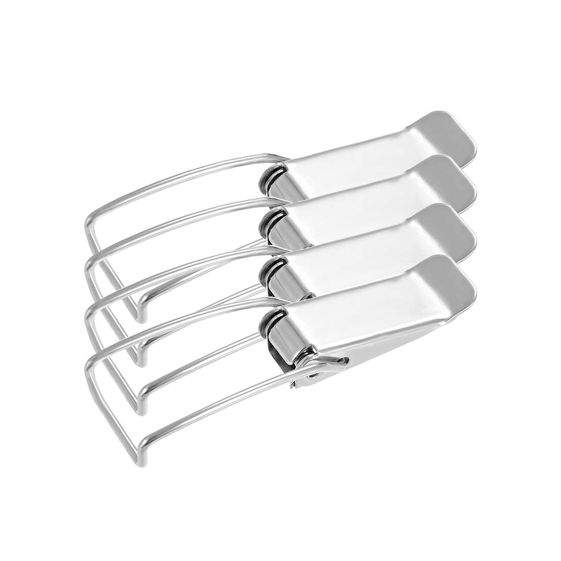 sourcing map Stainless Steel 304 Spring Loaded Draw Toggle Latch Catches Hasp, Pack of 4 (86mm / 3.39" Length)