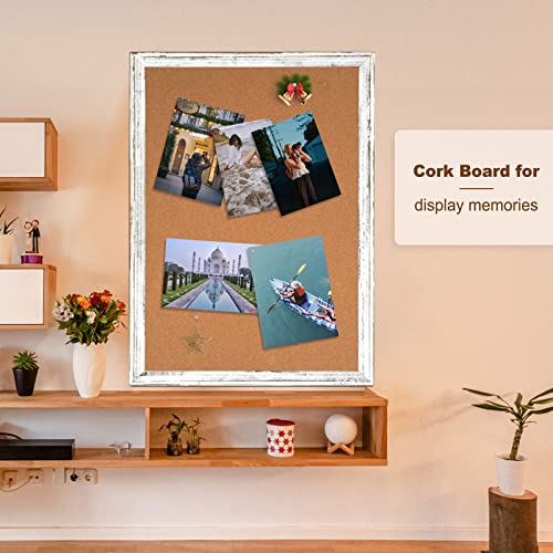 WALGLASS Cork Board, Bulletin Board 36“ x 24", White Frame Pin Board
