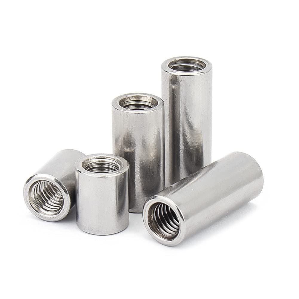 BOZONLI M8 Round Connector Nuts, Female Thread Rod Studding Stainless steel Round Coupling Nuts, 20mm Length