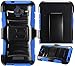 Tempered Glass+2Layer Rugged Case Cover w/Holster Belt Clip for Coolpad Catalyst 3622a Phone (Black on Blue)