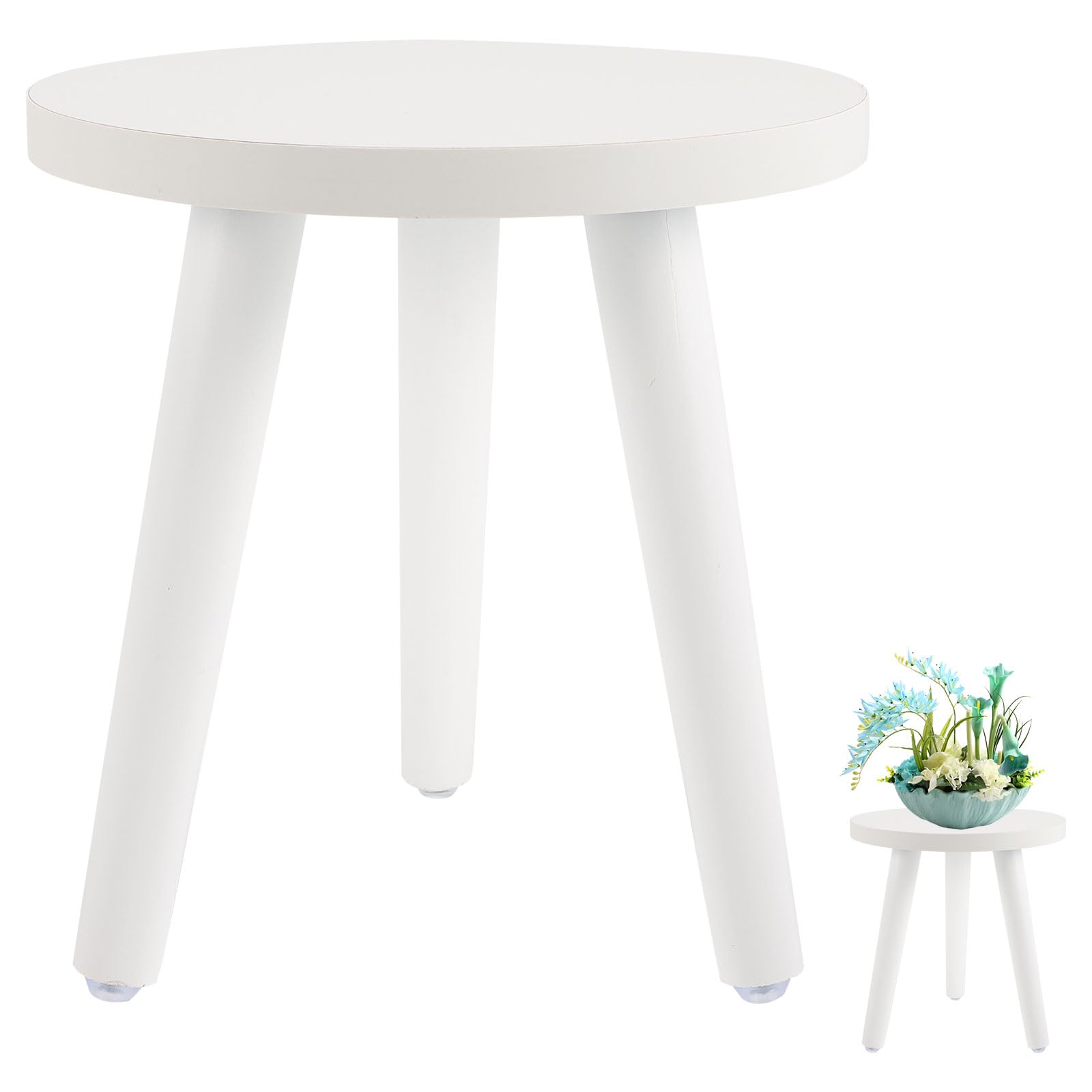 Cabilock Wooden Plant Stand Indoor - 7.87In/20cm Round Wood Plant Stool & Flower Pot Holder, Mid Modern Decorative Pedestal for Heavy Duty Pots, Small Side Table Riser for Boho Home Decor