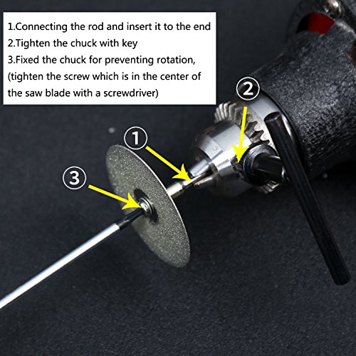 NIUPIKA Diamond Cutting Wheels Cutoff Saw Discs Wheel Cut Blades with Mandrel 3mm Dremel Rotary Tool Set (φ 30mm) - Thumbnail 4